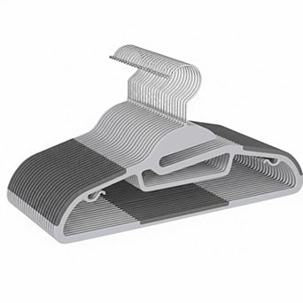 KAUFLY Plastic Hangers 50 Pack Non-slip 360° Swivel Hook S-shape Space Saving
