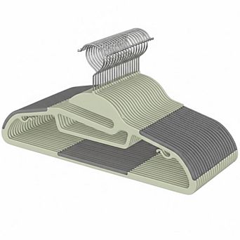 KAUFLY Plastic Hangers 50 Pack Non-slip 360° Swivel Hook S-shape Space Saving