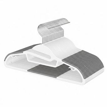 KAUFLY Plastic Hangers 50 Pack Non-slip 360° Swivel Hook S-shape Space Saving