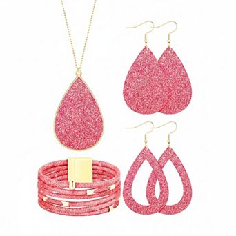 KAUFLY Women's Glitter Jewelry Set Necklace Earrings Multi Layer Bracelet Bridal