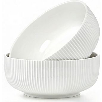 2 Pack Salad Bowl, 8 inch 60 oz Large Serving Bowl Set, Deep Bowl for Kitchen, Ceramic Bowl Set