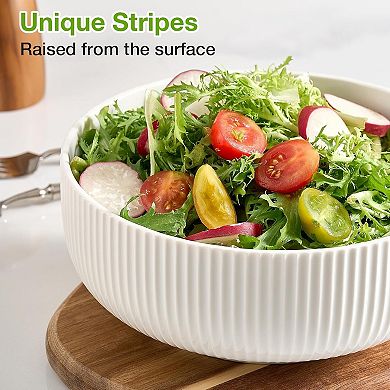 2 Pack Salad Bowl, 8 inch 60 oz Large Serving Bowl Set, Deep Bowl for Kitchen, Ceramic Bowl Set