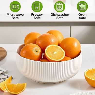 2 Pack Salad Bowl, 8 inch 60 oz Large Serving Bowl Set, Deep Bowl for Kitchen, Ceramic Bowl Set