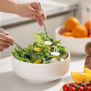2 Pack Salad Bowl, 8 inch 60 oz Large Serving Bowl Set, Deep Bowl for Kitchen, Ceramic Bowl Set