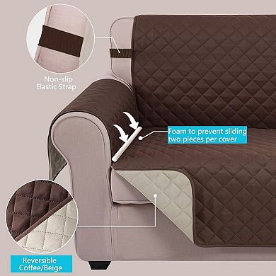 Reversible Sofa Cover Washable Couch Cover for Dogs Friendly with Elastic Straps Water Repellent