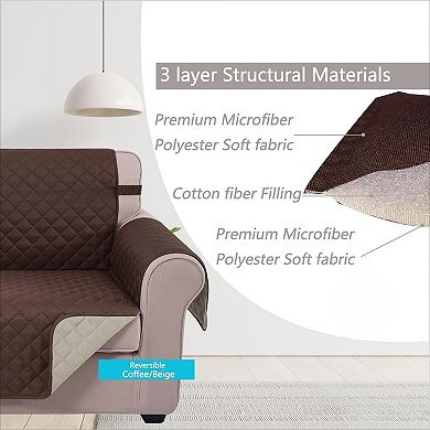 Reversible Sofa Cover Washable Couch Cover for Dogs Friendly with Elastic Straps Water Repellent