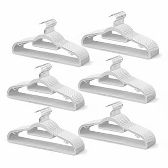 KAUFLY 60 Pack Thin Space Saving Hangers Non Slip Heavy Duty Plastic 360° Hook