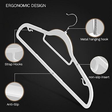 KAUFLY 60 Pack Thin Space Saving Hangers Non Slip Heavy Duty Plastic 360° Hook