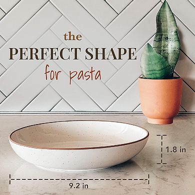 Ceramic Large Pasta Bowls 30oz,Set of 4 -Serving, Salad, Dinner, etc Plate/Wide Bowl -Microwave,Oven