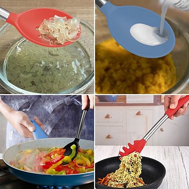 5-Pc Silicone Spatula & Spoon Set Heat Resistant, Nonstick, Stainless Handle