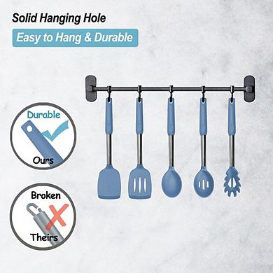 5-Pc Silicone Spatula & Spoon Set Heat Resistant, Nonstick, Stainless Handle