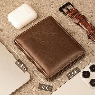 KAUFLY Men's Leather RFID Wallet, 13 Cards+ID+2 Pockets, Gift Box