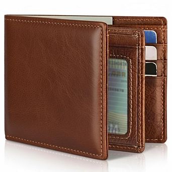 KAUFLY Men's Leather RFID Wallet, 13 Cards+ID+2 Pockets, Gift Box