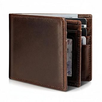 KAUFLY Men's Leather RFID Wallet, 13 Cards+ID+2 Pockets, Gift Box