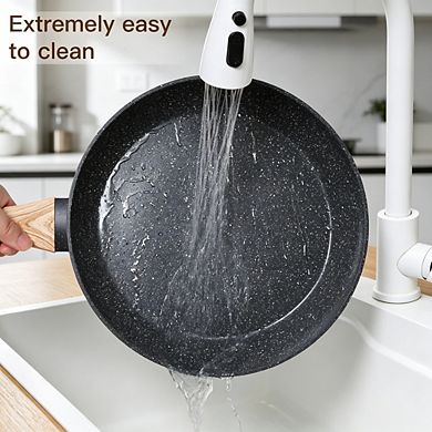 MOEPLSYCeramic Nonstick Cookware Set 15-Piece Black Pots