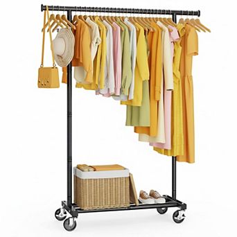 KAUFLY Clothes Rack, 360° Wheels, 180lb Capacity, Portable for Bed/Laundry