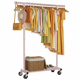 KAUFLY Clothes Rack, 360° Wheels, 180lb Capacity, Portable for Bed/Laundry