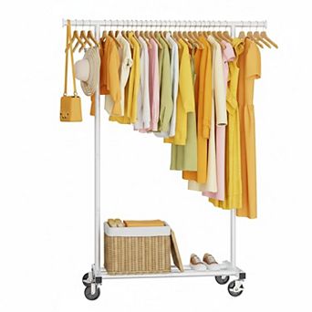KAUFLY Clothes Rack, 360° Wheels, 180lb Capacity, Portable for Bed/Laundry