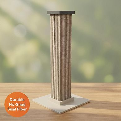 KAUFLY 32" Cat Scratching Post, 16x16 Sturdy Base, Woven Sisal, Easy Assembly