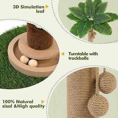 KAUFLY 35"Cat Tree Tower with Mouse Hole,Wooden Balls & Sisal Posts for Indoor Cats