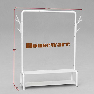 KAUFLY 52-inch Freestanding Closet Rack with Storage Shelves Coat Hooks