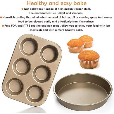 5-Piece Carbon Steel Nonstick Bakeware Set, Oven-Safe Cookie & Baking Pans