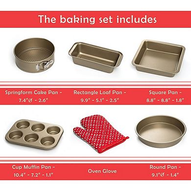 5-Piece Carbon Steel Nonstick Bakeware Set, Oven-Safe Cookie & Baking Pans