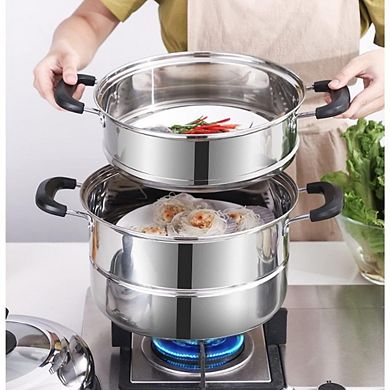 3-Tier Stainless Steel Steamer Pot with Lid for Vegetables & Dumplings