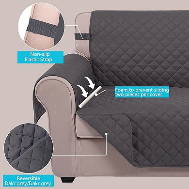 Reversible Sofa Cover Couch Cover for Dogs with Elastic Straps Water Resistant Furniture Protector