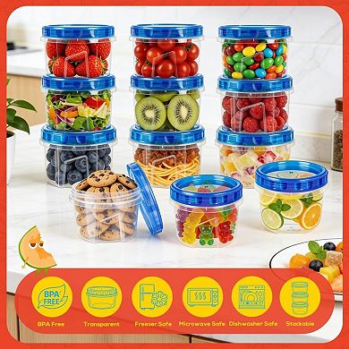 10 Pack 17oz Reusable Freezer Storage Containers with Twist Top Lids Airtight, Clear Plastic Food