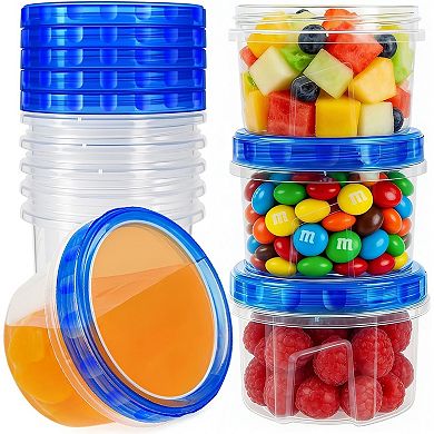 10 Pack 17oz Reusable Freezer Storage Containers with Twist Top Lids Airtight, Clear Plastic Food