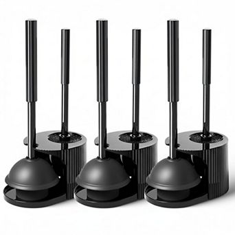 KAUFLY 3pack 2-in-1 Toilet Brush & Plunger Set 21inch Handle Bathroom Cleaning