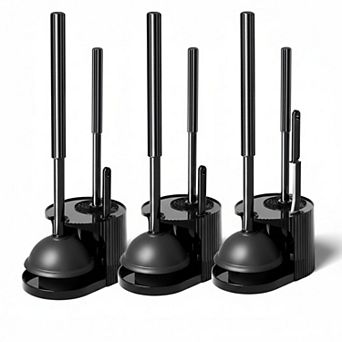 KAUFLY 3pack 2-in-1 Toilet Brush & Plunger Set 21inch Handle Bathroom Cleaning