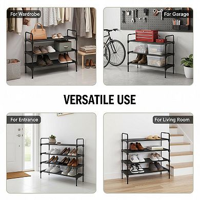 KAUFLY Sturdy Stackable Shoe Rack for Entryway, Detachable & Space-Saving