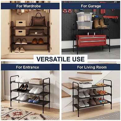 KAUFLY Sturdy Stackable Shoe Rack for Entryway, Detachable & Space-Saving
