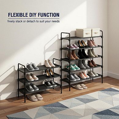 KAUFLY Sturdy Stackable Shoe Rack for Entryway, Detachable & Space-Saving