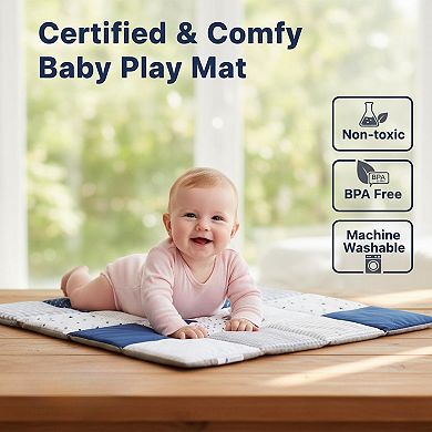 KAUFLY Extra Thick Soft Play Mat Non Slip Machine Washable Hand Quilted Tummy Time