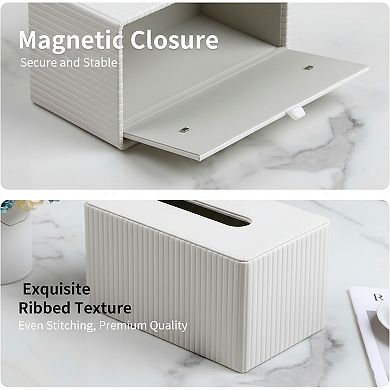 Extra Large Tissue Box Cover with Magnetic Closure PU Leather