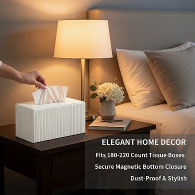Extra Large Tissue Box Cover with Magnetic Closure PU Leather