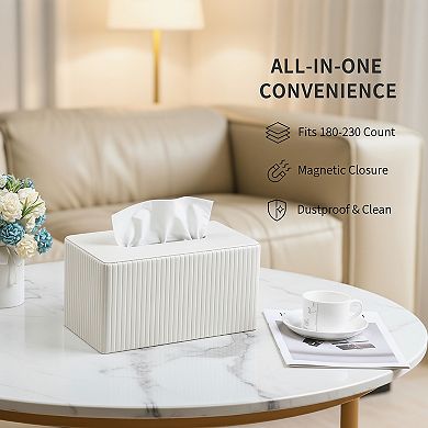 Extra Large Tissue Box Cover with Magnetic Closure PU Leather