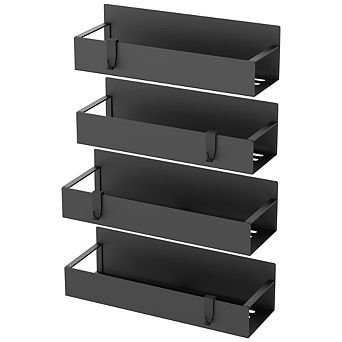 4-Pack Magnetic Metal Spice Rack Organizer for Refrigerator，Black Fridge Storage Organizers