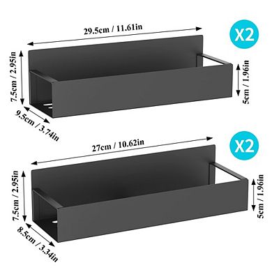 4-Pack Magnetic Metal Spice Rack Organizer for Refrigerator，Black Fridge Storage Organizers