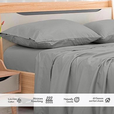 300 Thread Count Long Staple Combed Cotton Flat Sheet - Super Soft - Breathable,Percale Sheets Only