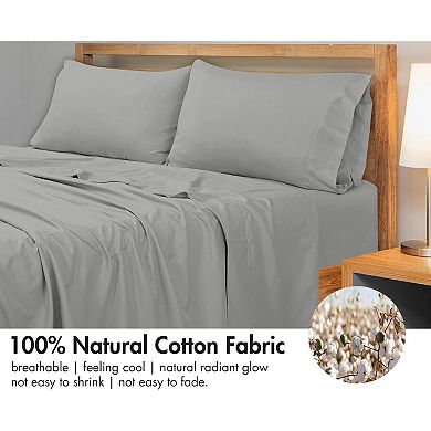 300 Thread Count Long Staple Combed Cotton Flat Sheet - Super Soft - Breathable,Percale Sheets Only