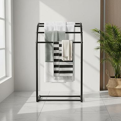 KAUFLY 4-Tier Freestanding Metal Towel Rack - Bath, Pool, Outdoor & Blanket