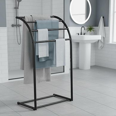 KAUFLY 4-Tier Freestanding Metal Towel Rack - Bath, Pool, Outdoor & Blanket