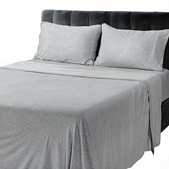 Queen Sheet Set - Jersey Knit Sheets 4 pc Cotton Soft T-Shirt Stretchy Sheets