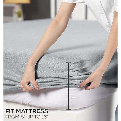 Queen Sheet Set - Jersey Knit Sheets 4 Piece Cotton Soft T-Shirt Stretchy Sheets