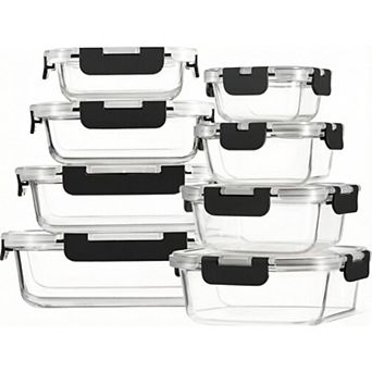 8 Pack Borosilicate Glass Food Storage Containers with Lids, Glass Meal Prep Containers