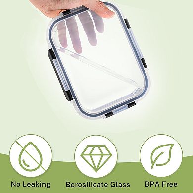 8 Pack Borosilicate Glass Food Storage Containers with Lids, Glass Meal Prep Containers